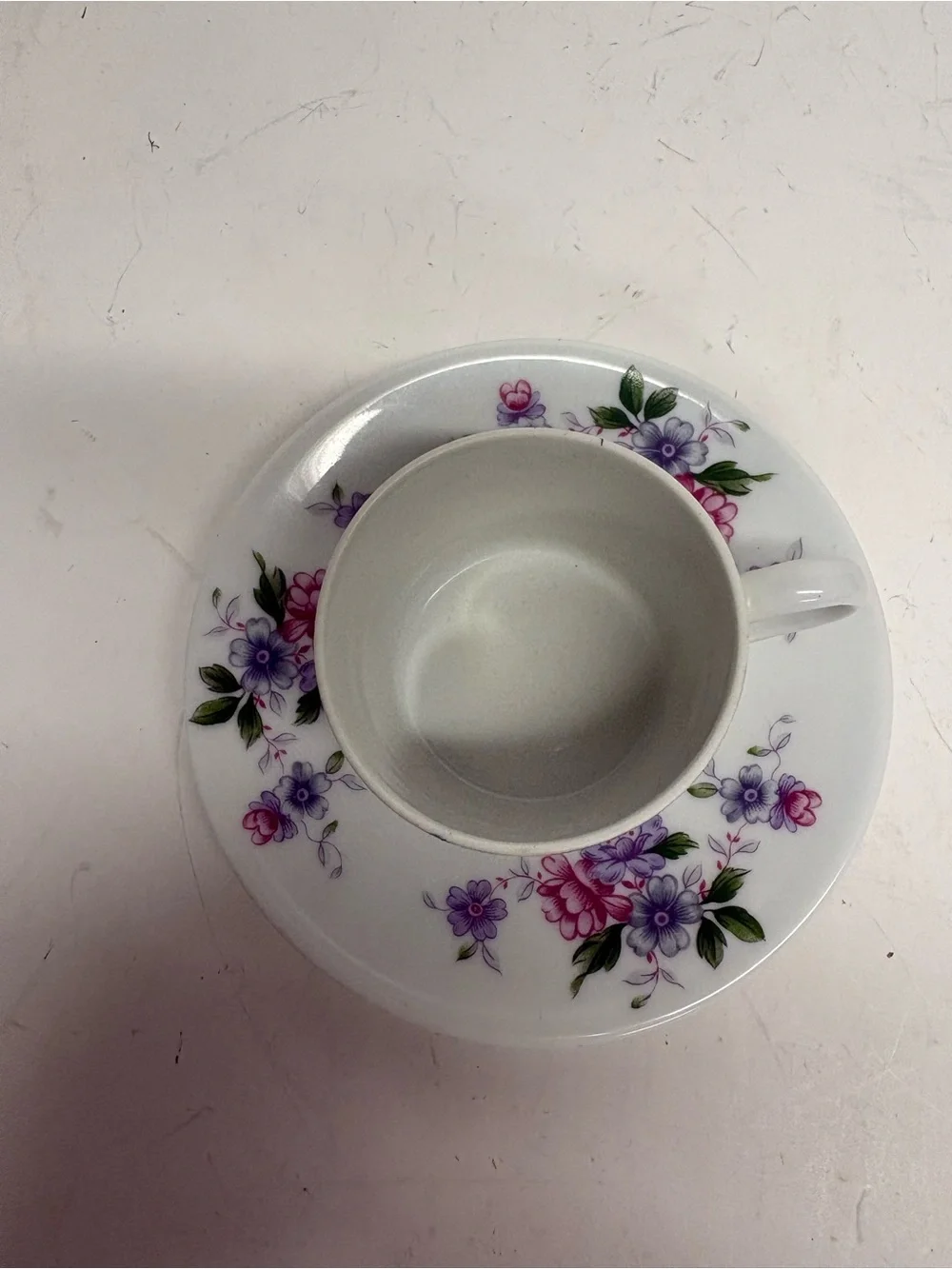Limoges France Floral Porcelain Cappuccino Demitasse Cup Saucer Set